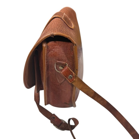 Cuir Vrai Leather Shoulder Bag Handmade in France Vintage - Picture 4 of 13